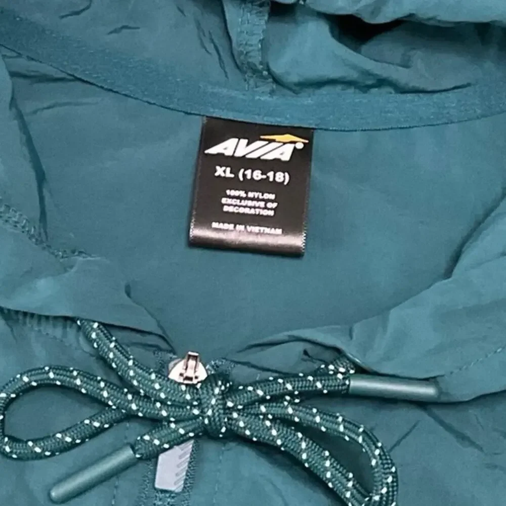 AVIA Women’s Activewear Turquoise Green Hooded Windbreaker Size XL EUC